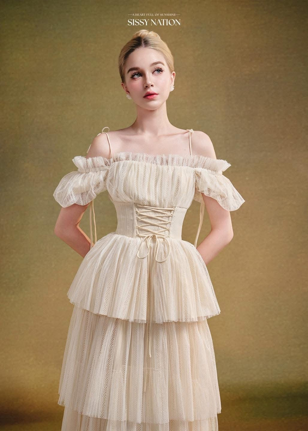 SISSY NATION White Corset Maxi Dress