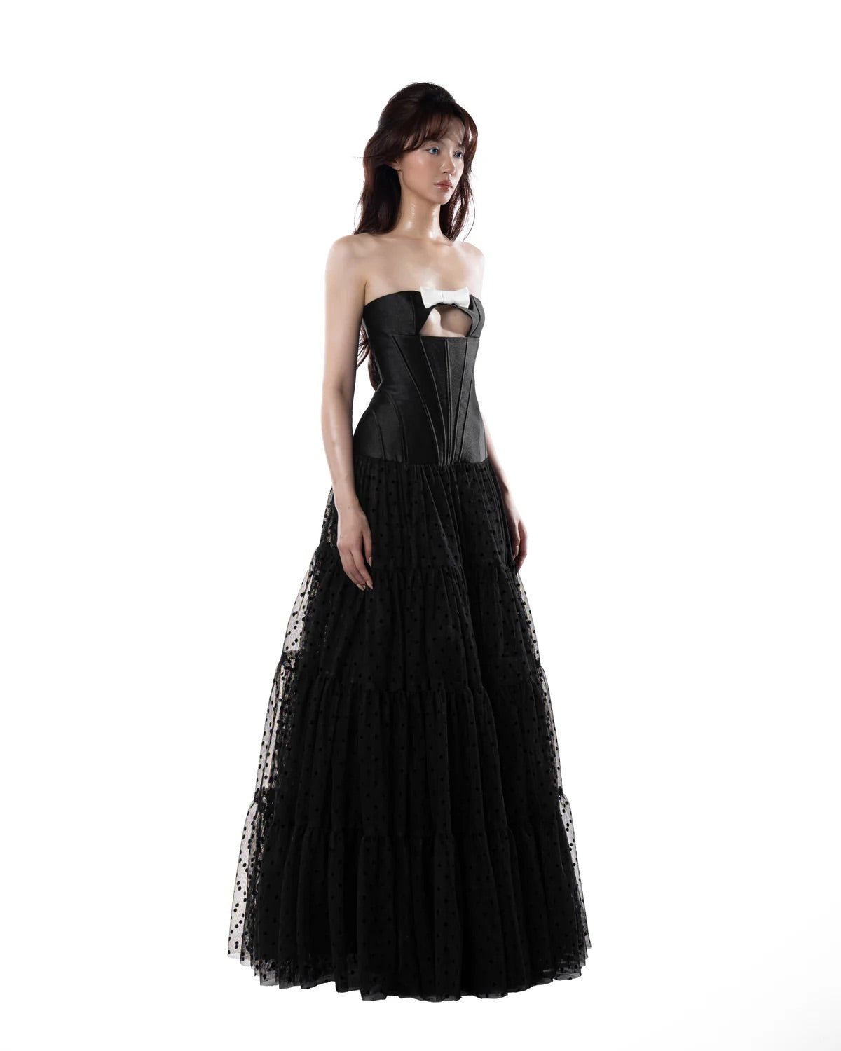 HUELLEY ROSE Black Larra Maxi Dress