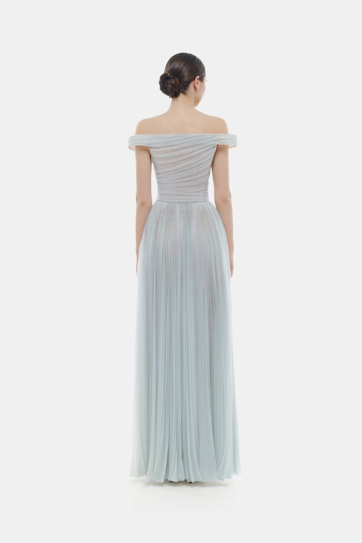 MONTSAND Green Blue Purple Violet Off-shoulder Maxi Dress