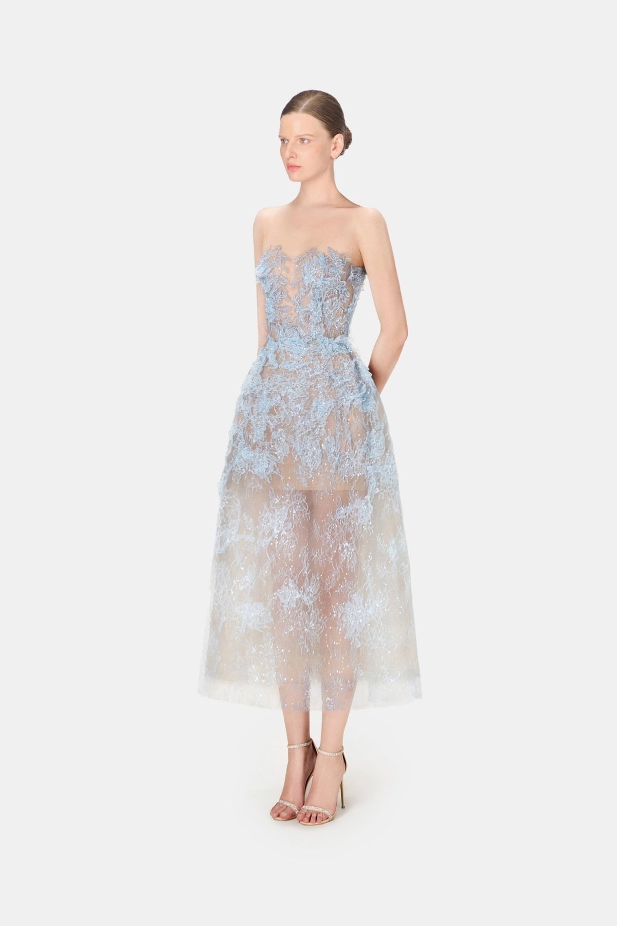 MONTSAND Purple Beaded Lace Maxi Dress