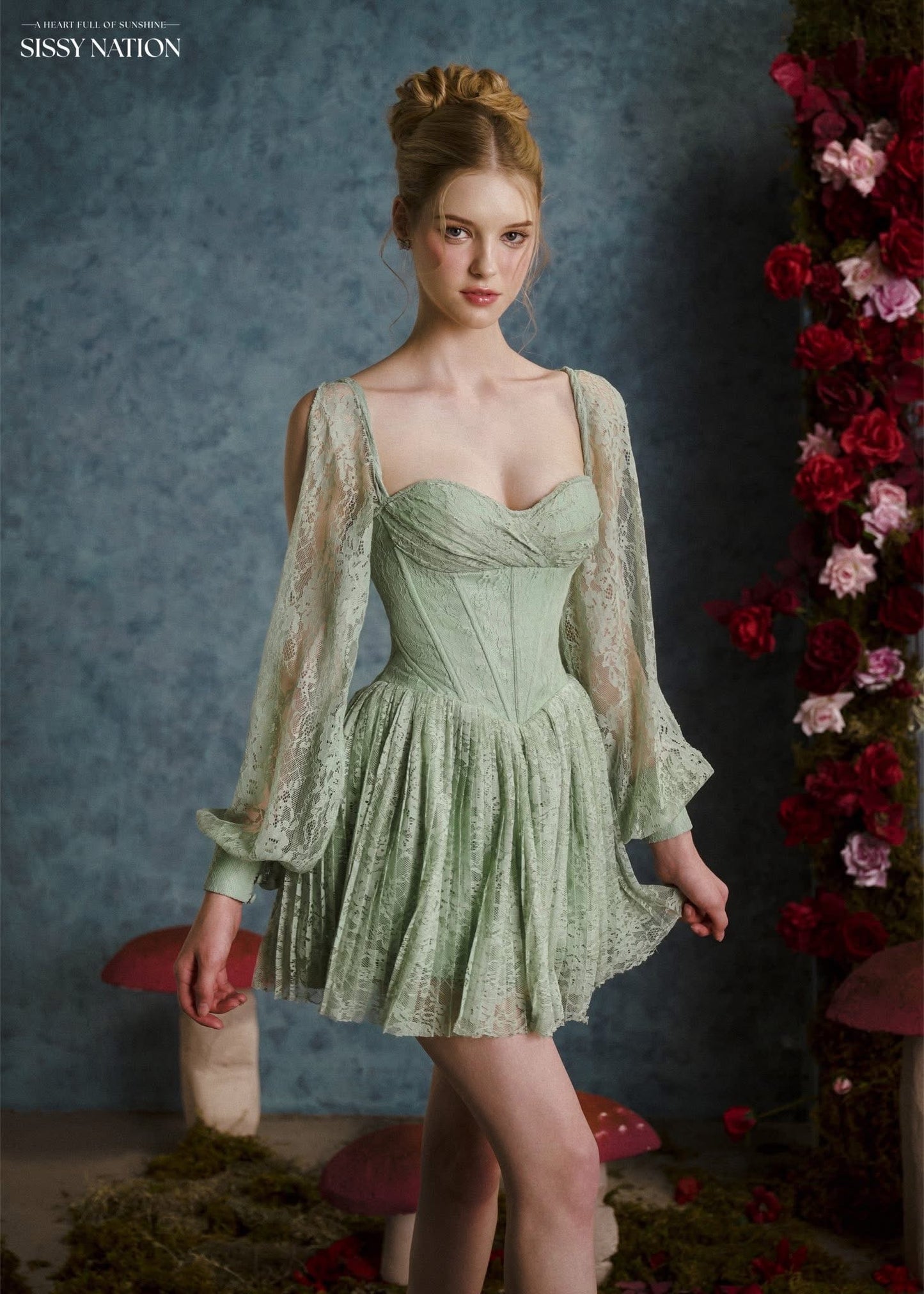 SISSY NATION Green Tinkerbell Corset Mini Dress