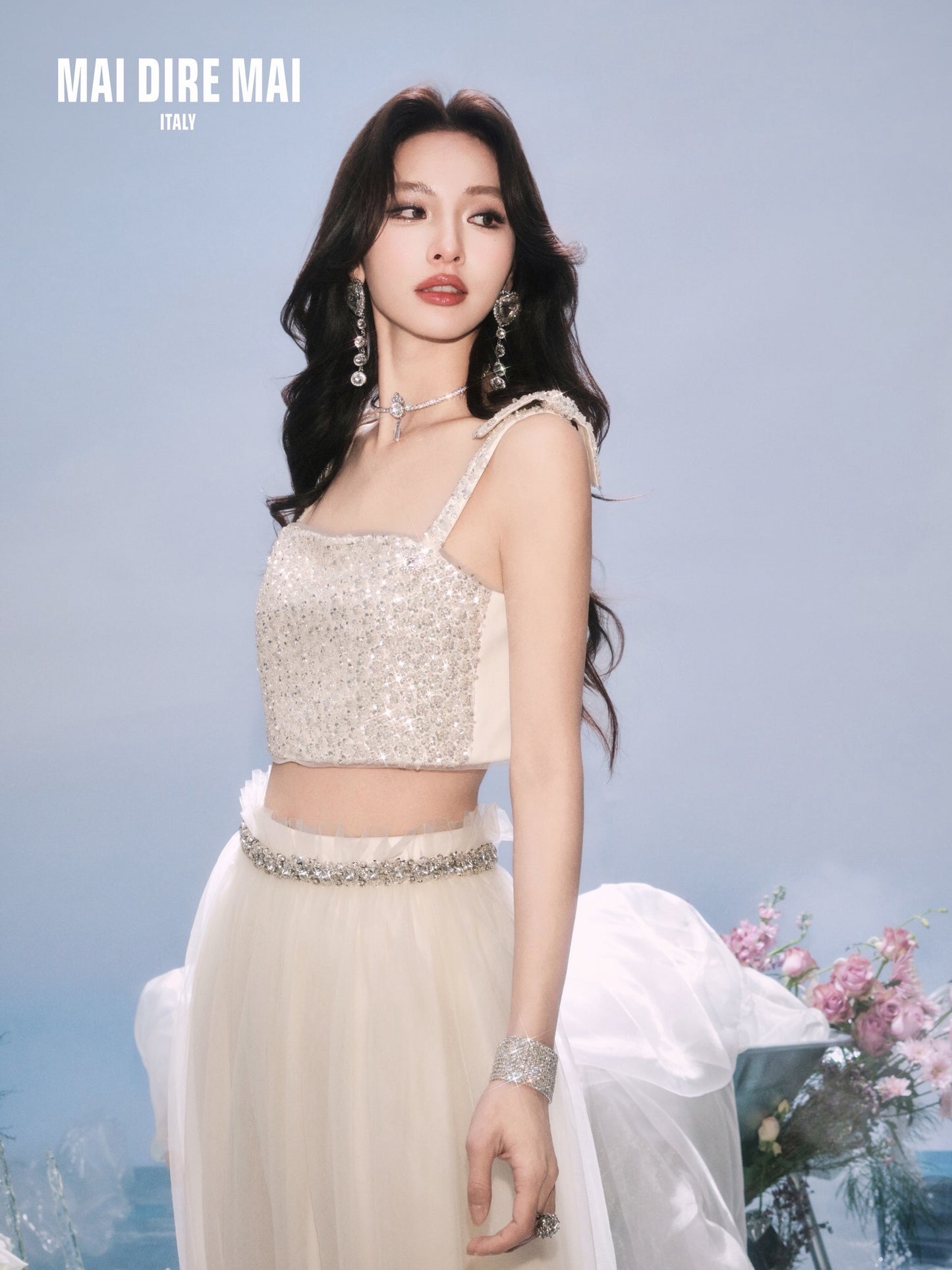 MAI DIRE MAI Cream Shining Top & Skirt