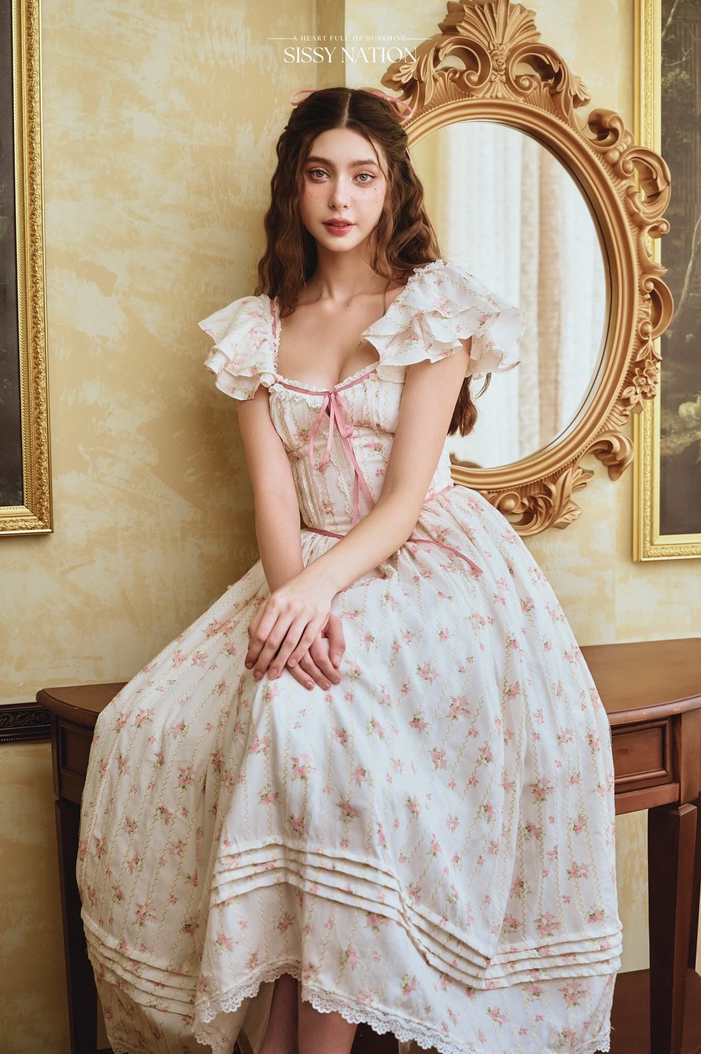 Sissy Nation White Camelia Floral Maxi Dress