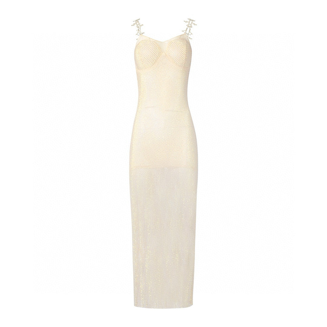 MIMI PLANGE Nude Camisole Midi Dress