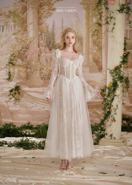 Sissy Nation White Clover Corset Maxi Dress