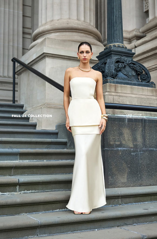 LANE JT White Quinn Tube Top & Soft Skirt