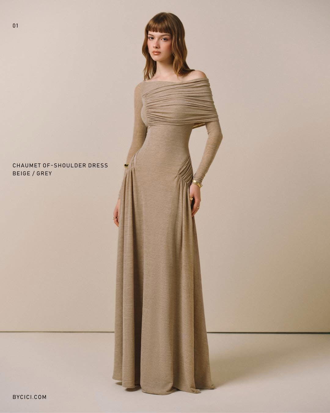 CICI GREY & BROWN CHAUMET Off-shoulder maxi Dress