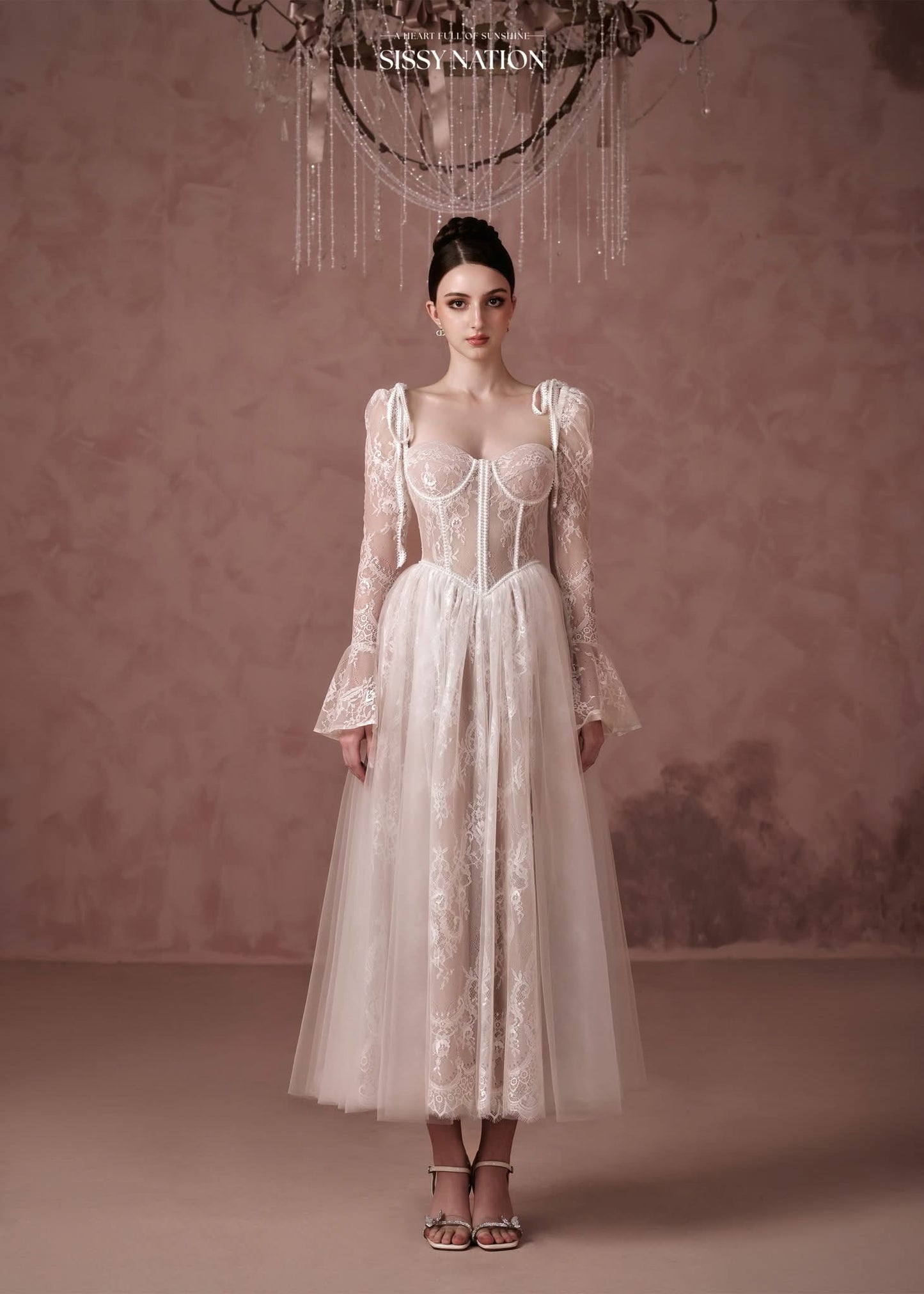Sissy Nation Nude Lace Clover Midi Dress