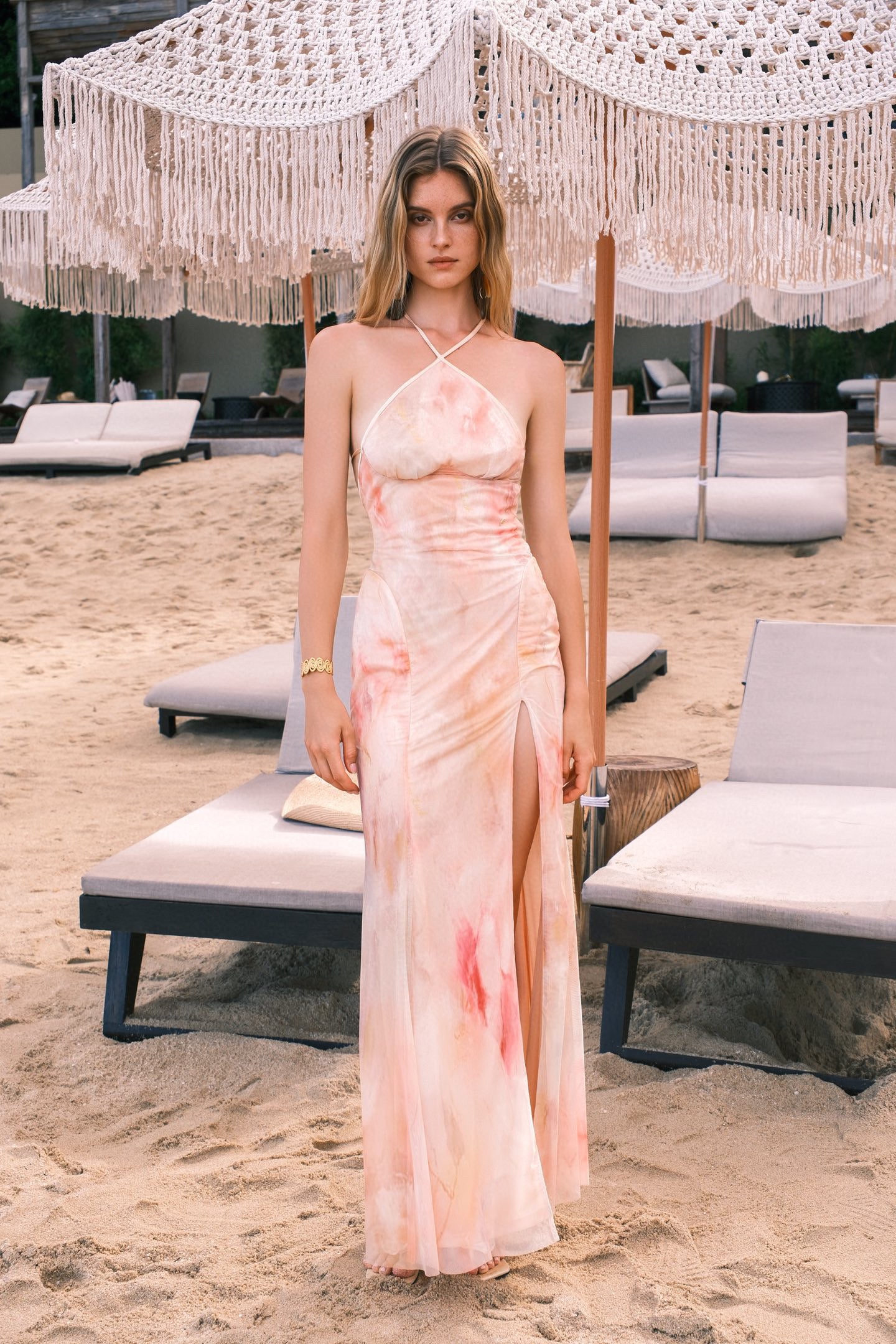 SHEERLUCK PINK MAXI DRESS & BLOUSE
