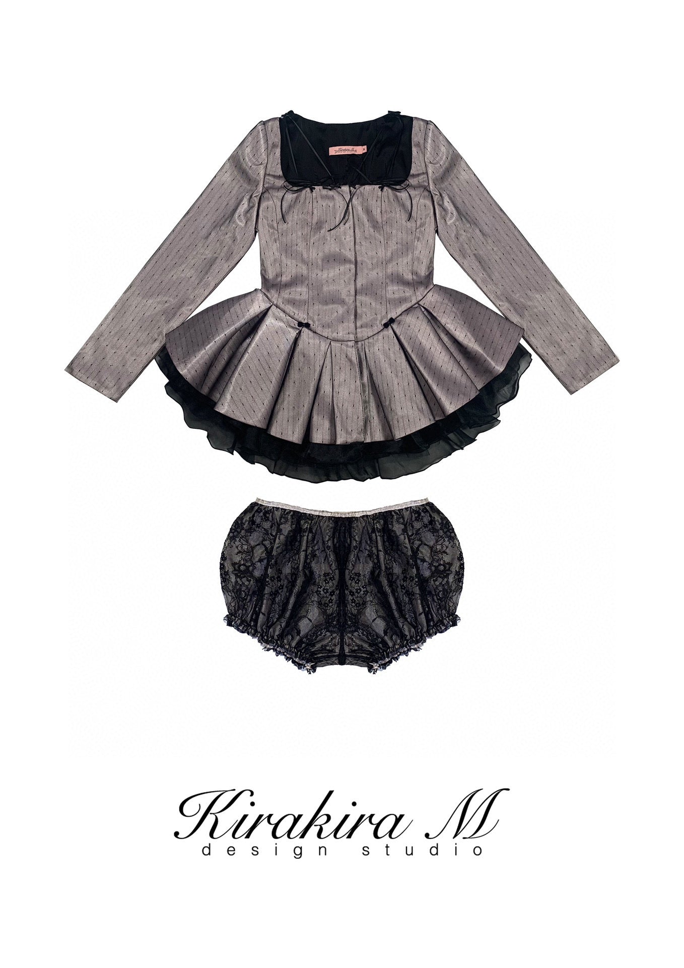KIRAKIRA M Purple grey square neck mini coat dress (undie included)