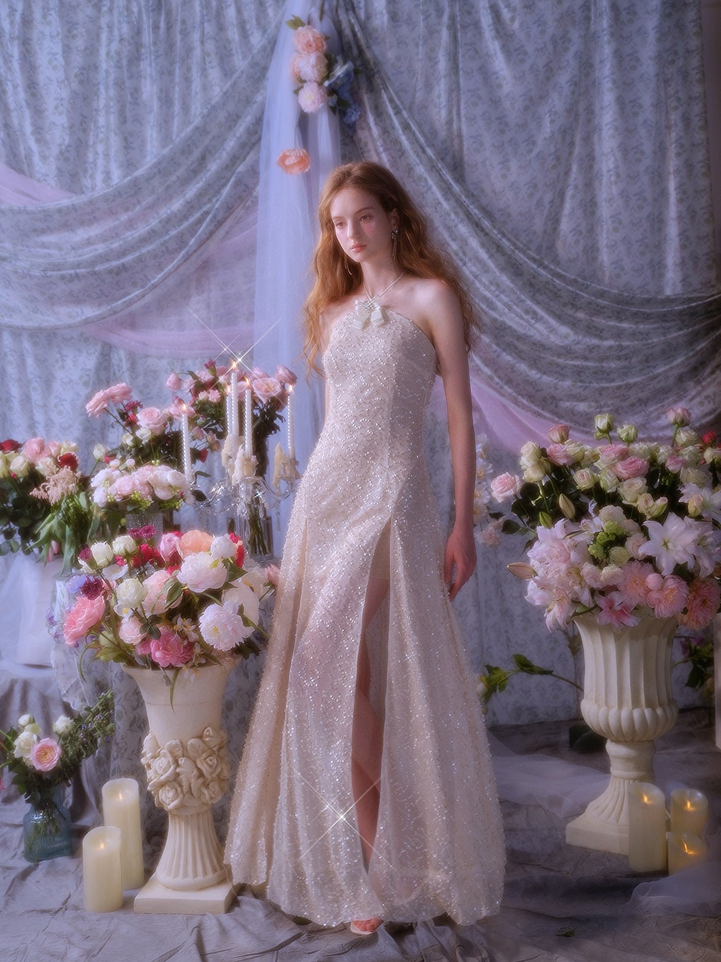 WARDROBE BY CHEN Nude wedding Maxi dress