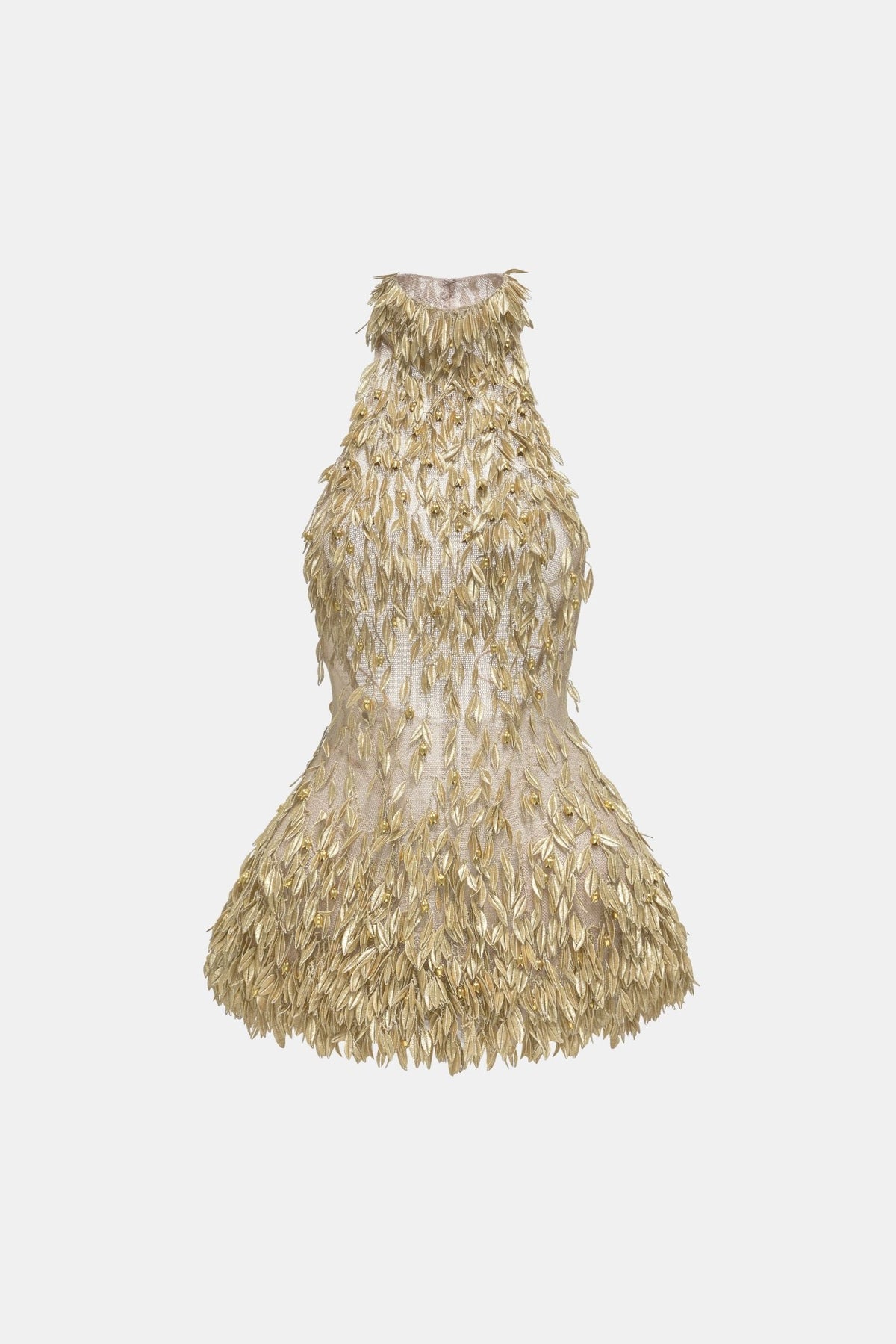 MONTSAND Gold Elegant Vintage High Neck Jumpsuit Top