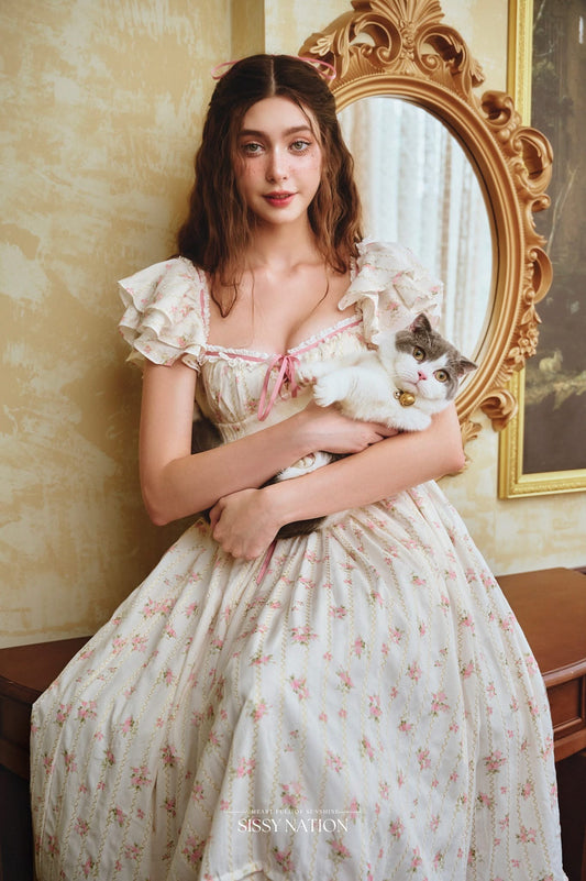 Sissy Nation White Camelia Floral Maxi Dress