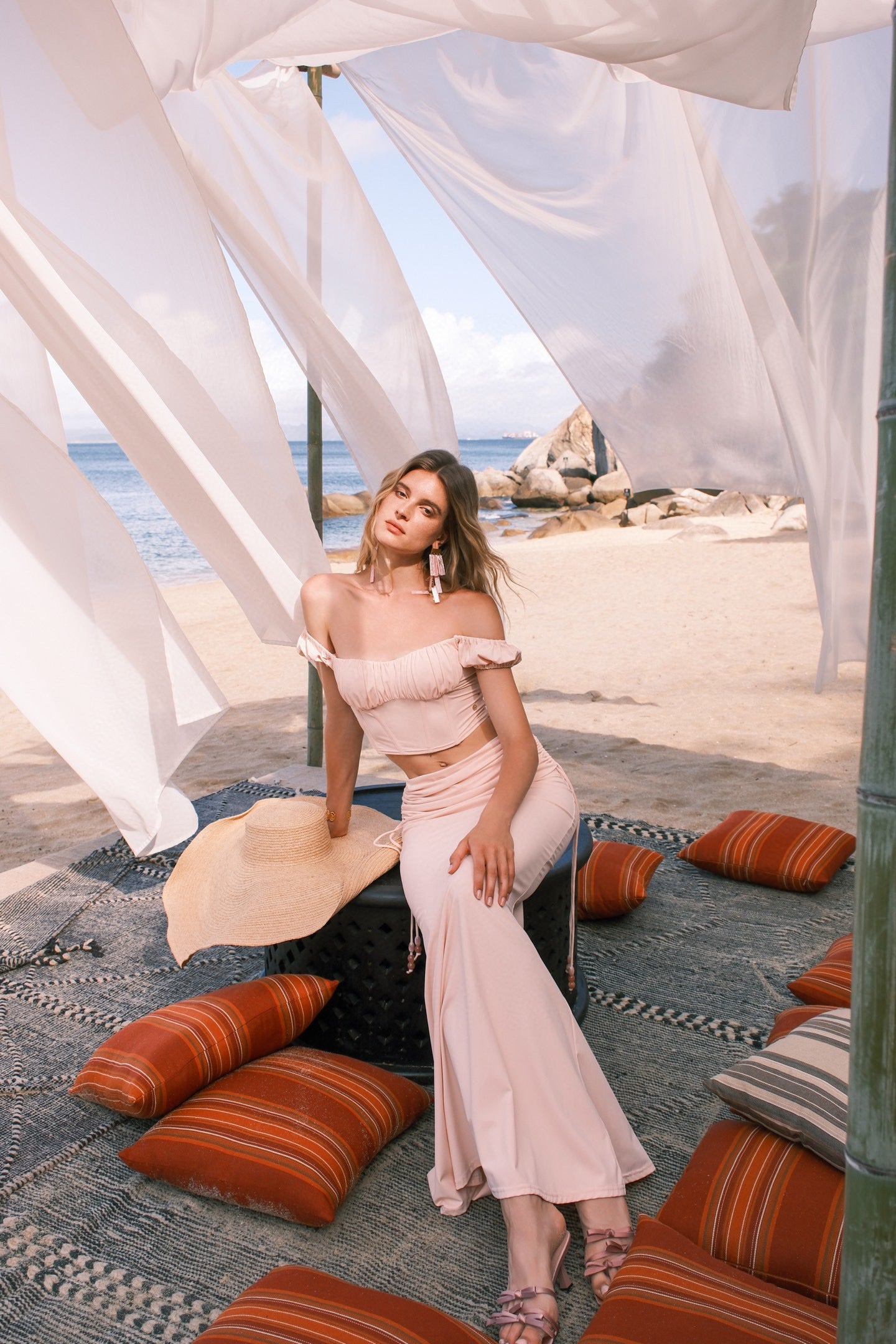 SHEERLUCK PINK TOP & MAXI SKIRT