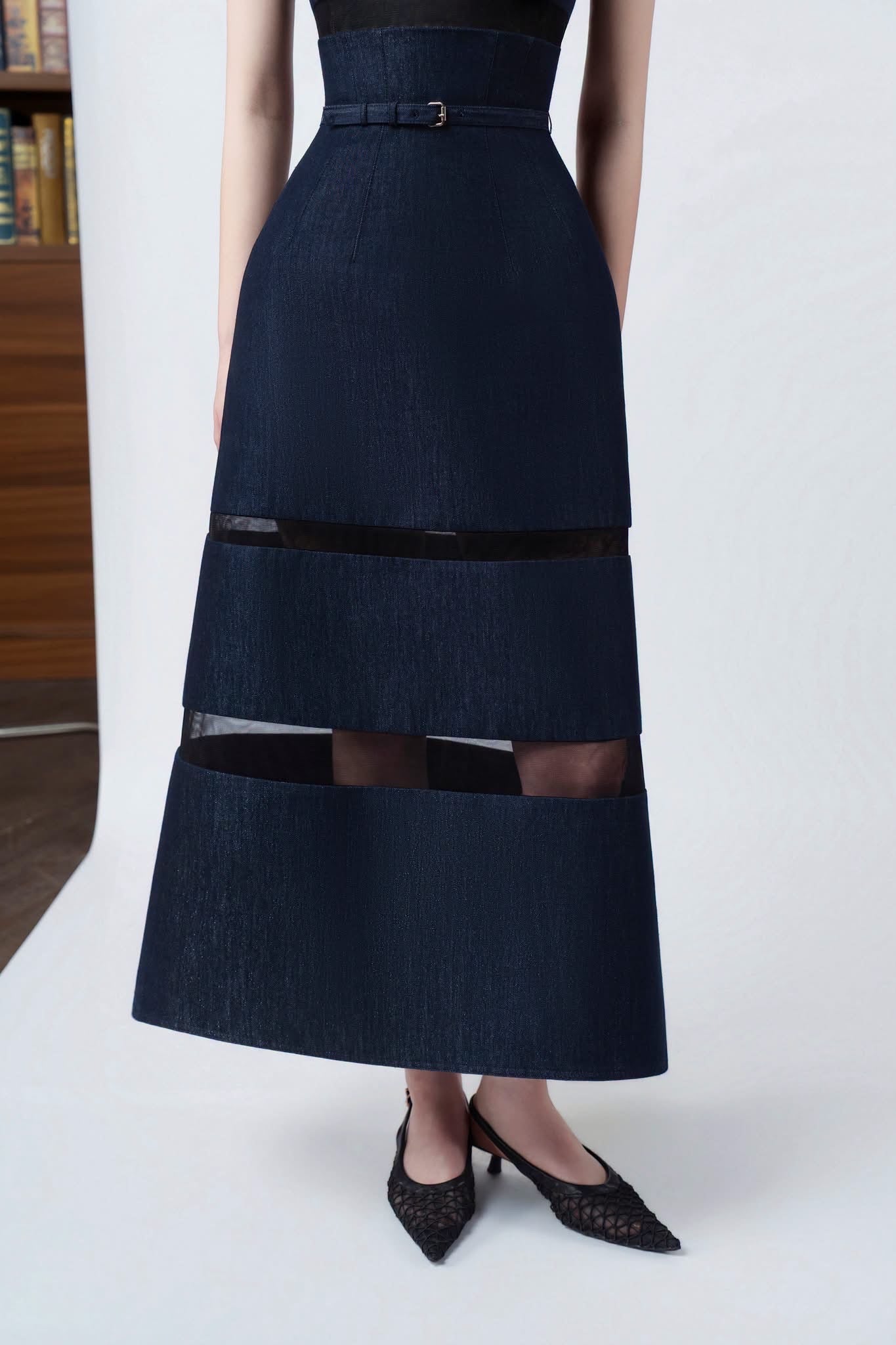 DETHEIA Elegant Vintage Navy Blue Cassiopeia Maxi Dress