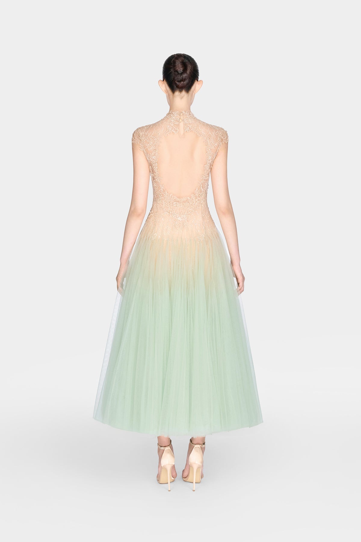 MONTSAND Blue Ombré Cut-Out Lace Midi Dress