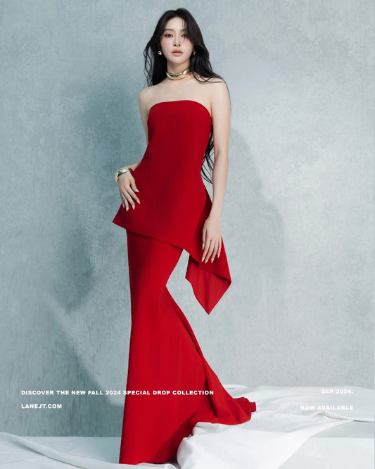 LANE JT Red Bijou Top & Skirt Set