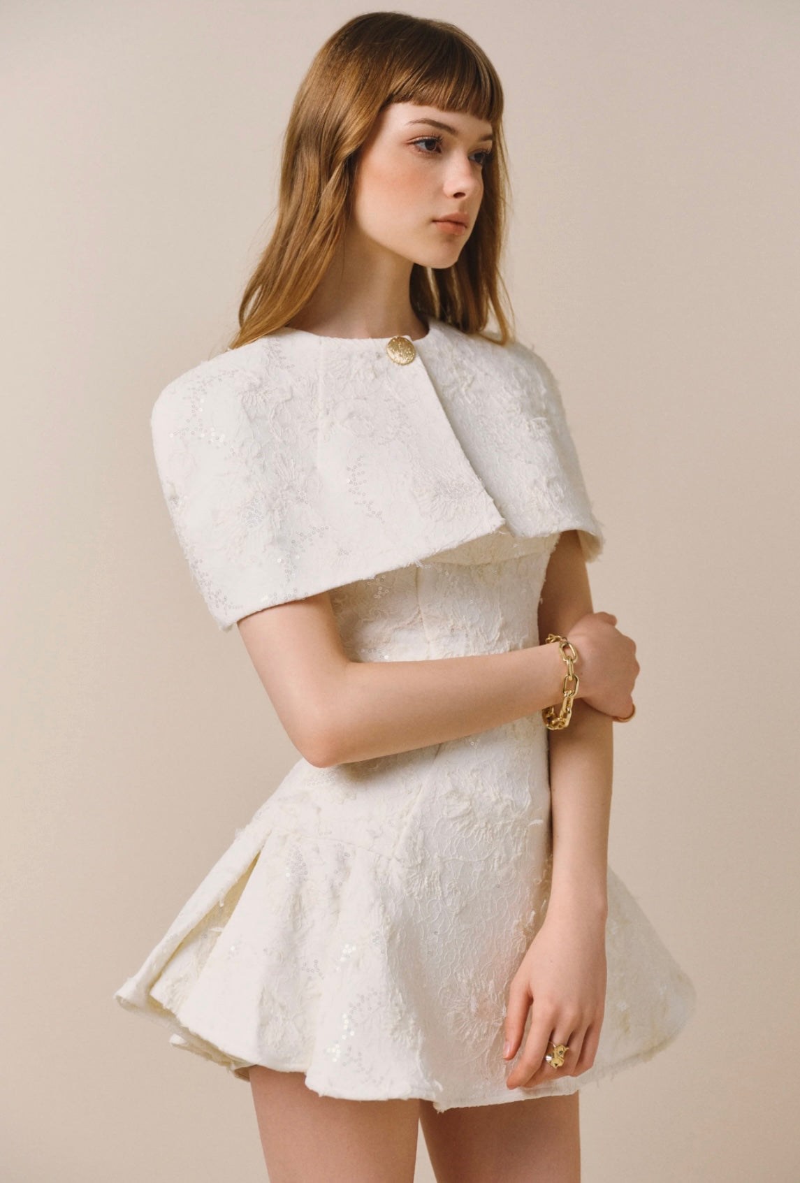 CICI WHITE SELINE Mini Dress & Cape