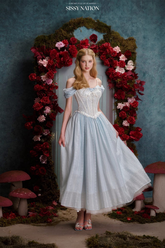 SISSY NATION Blue Alice Corset Maxi Dress