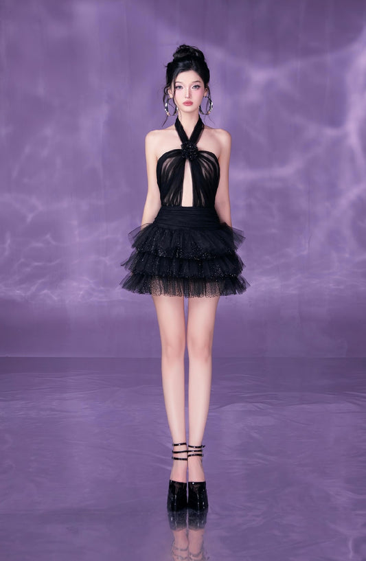 By Jenny Black Vee Mini Dress