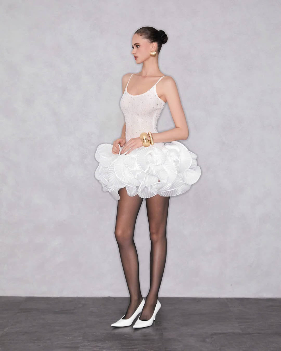 MAEL FEMME White Zendara Mini Dress & Over Skirt