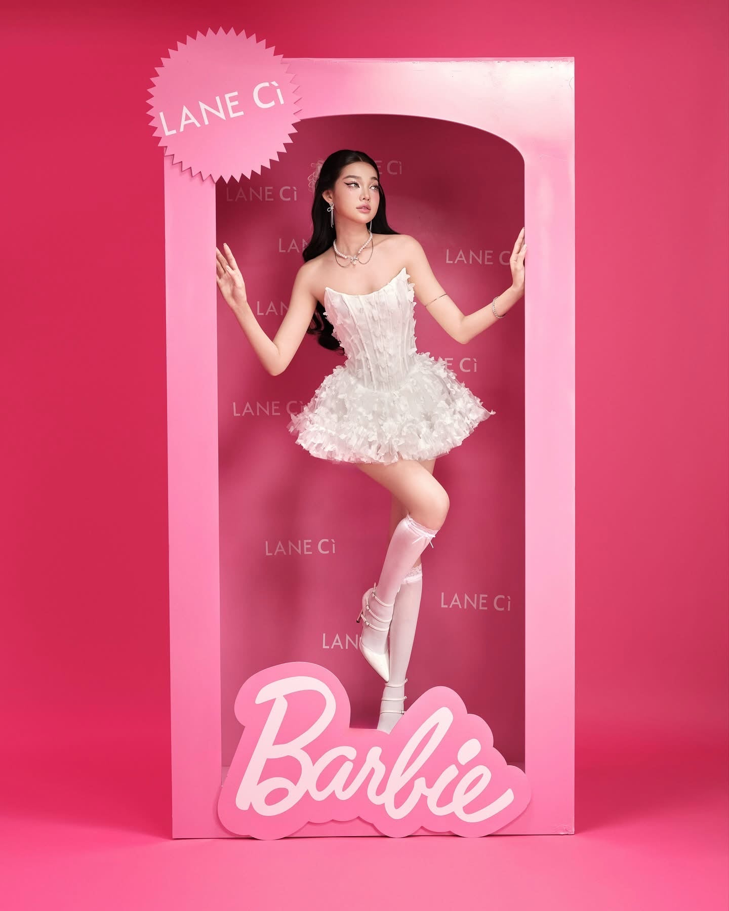 LANE CI Pink Swan Mini Dress