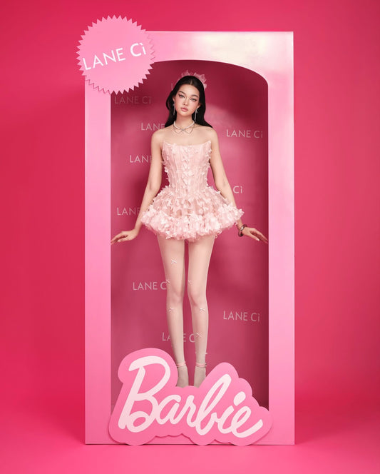 LANE CI Pink Swan Mini Dress