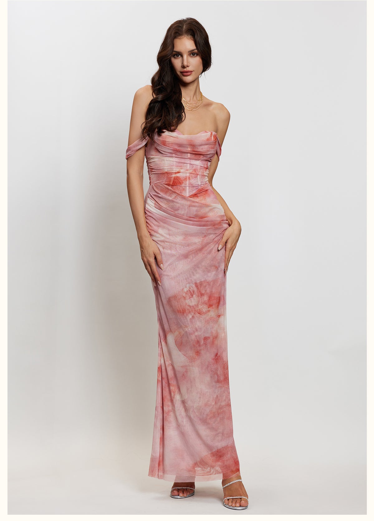 SHEERLUCK NUDE MAXI DRESS
