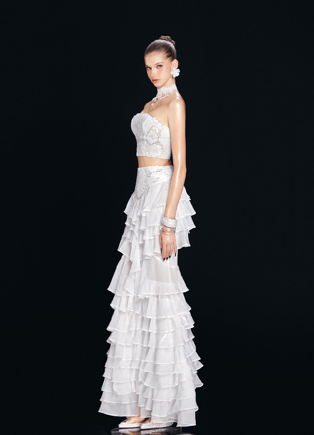 MAEL FEMME White Top & Maxi Skirt Set