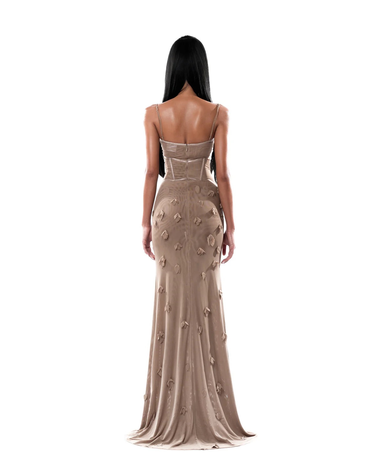 HUELLEY ROSE Brown & Pink Lsla Maxi Dress