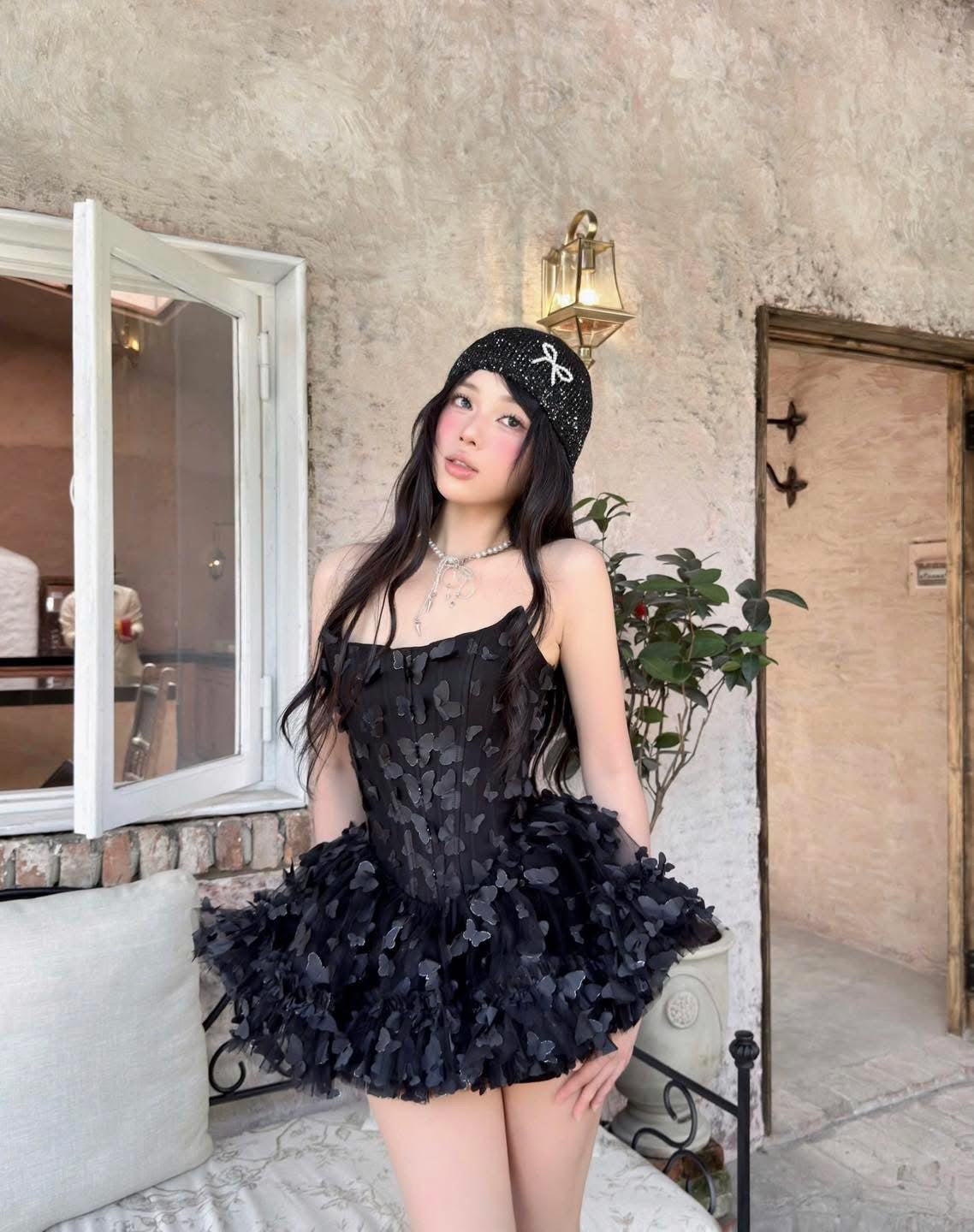 LANE CI Pink & Black Mini dress