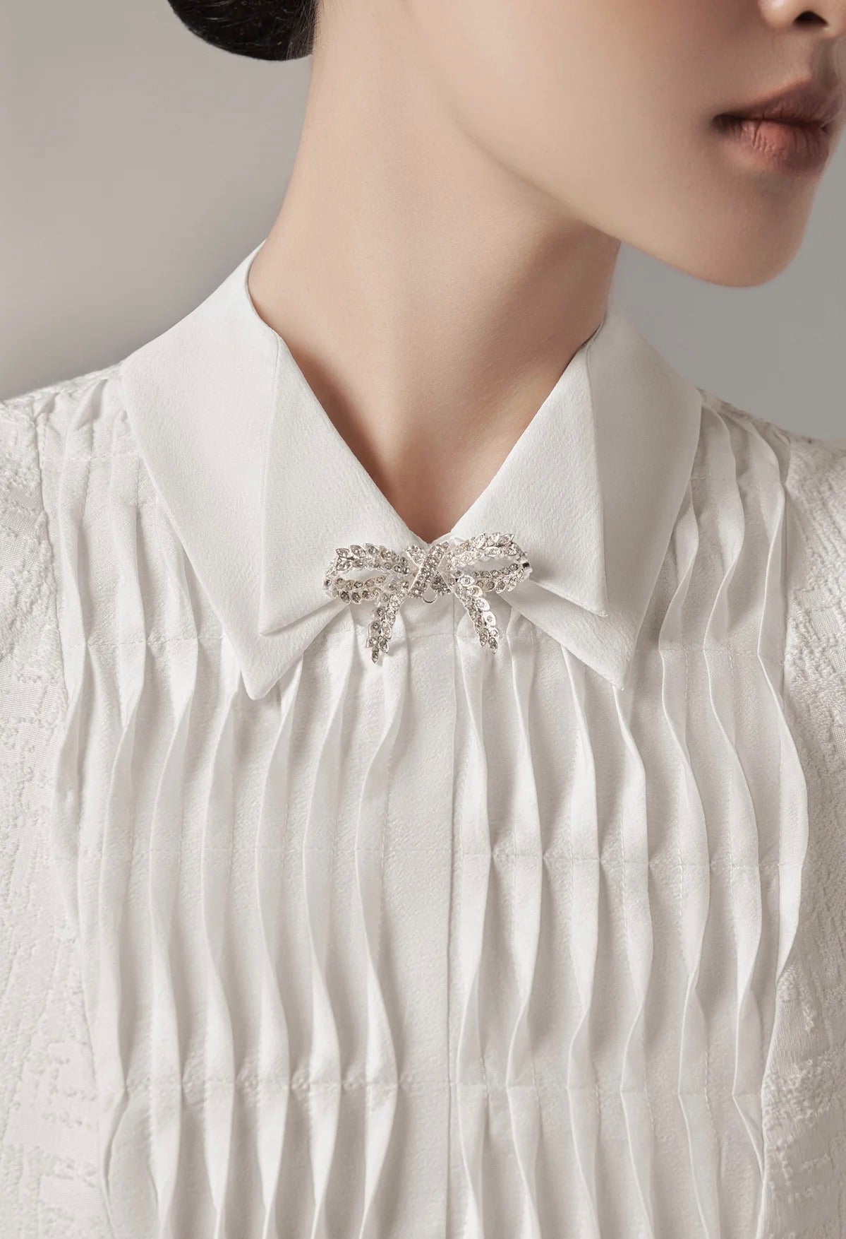 Raffiné White Poliana Cross Stitched Tucked Midi Dress