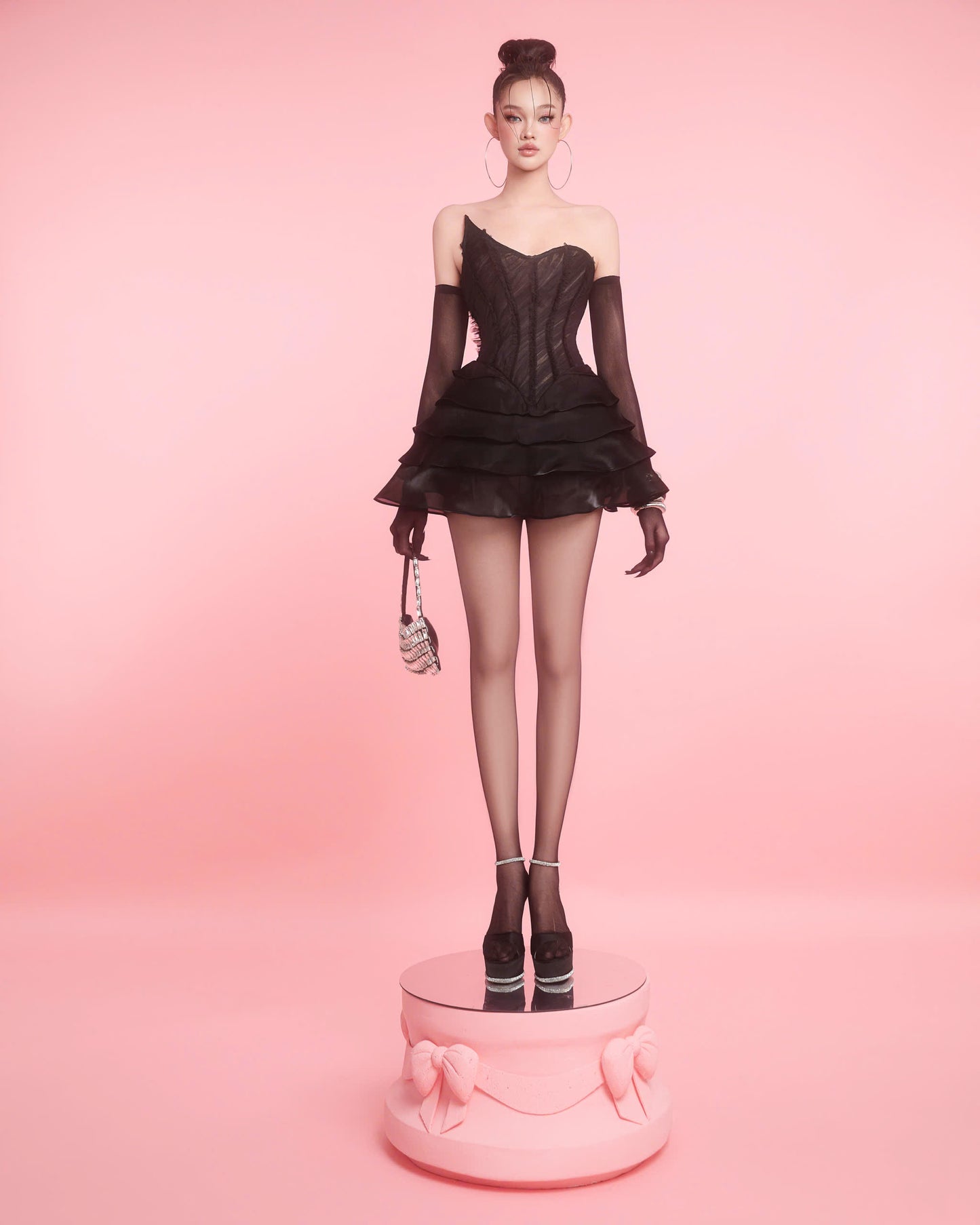 MAEL FEMME BLACK & WHITE ELVEN MINI DRESS