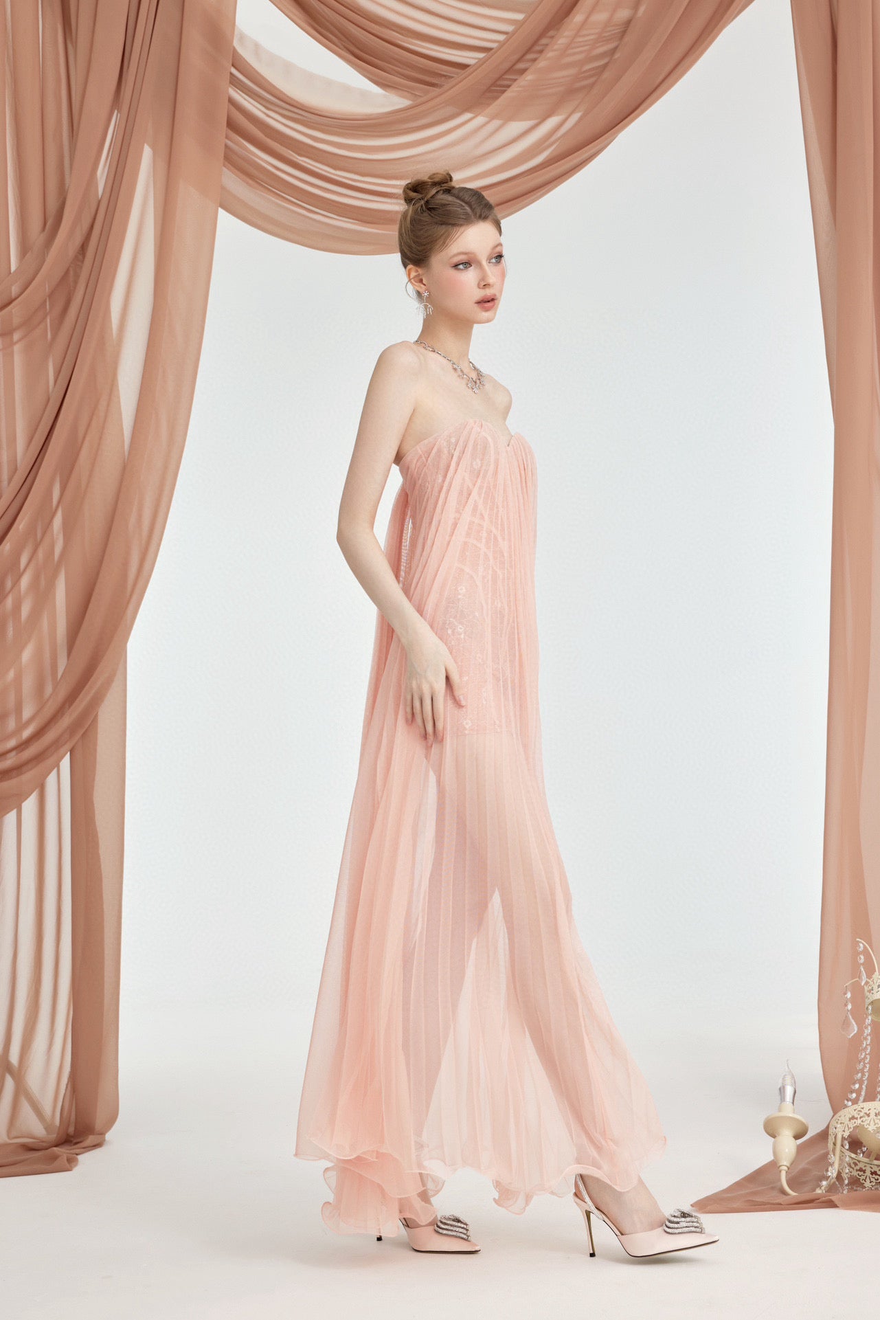 SHEERLUCK BRIGHT PINK MAXI VACATION DRESS