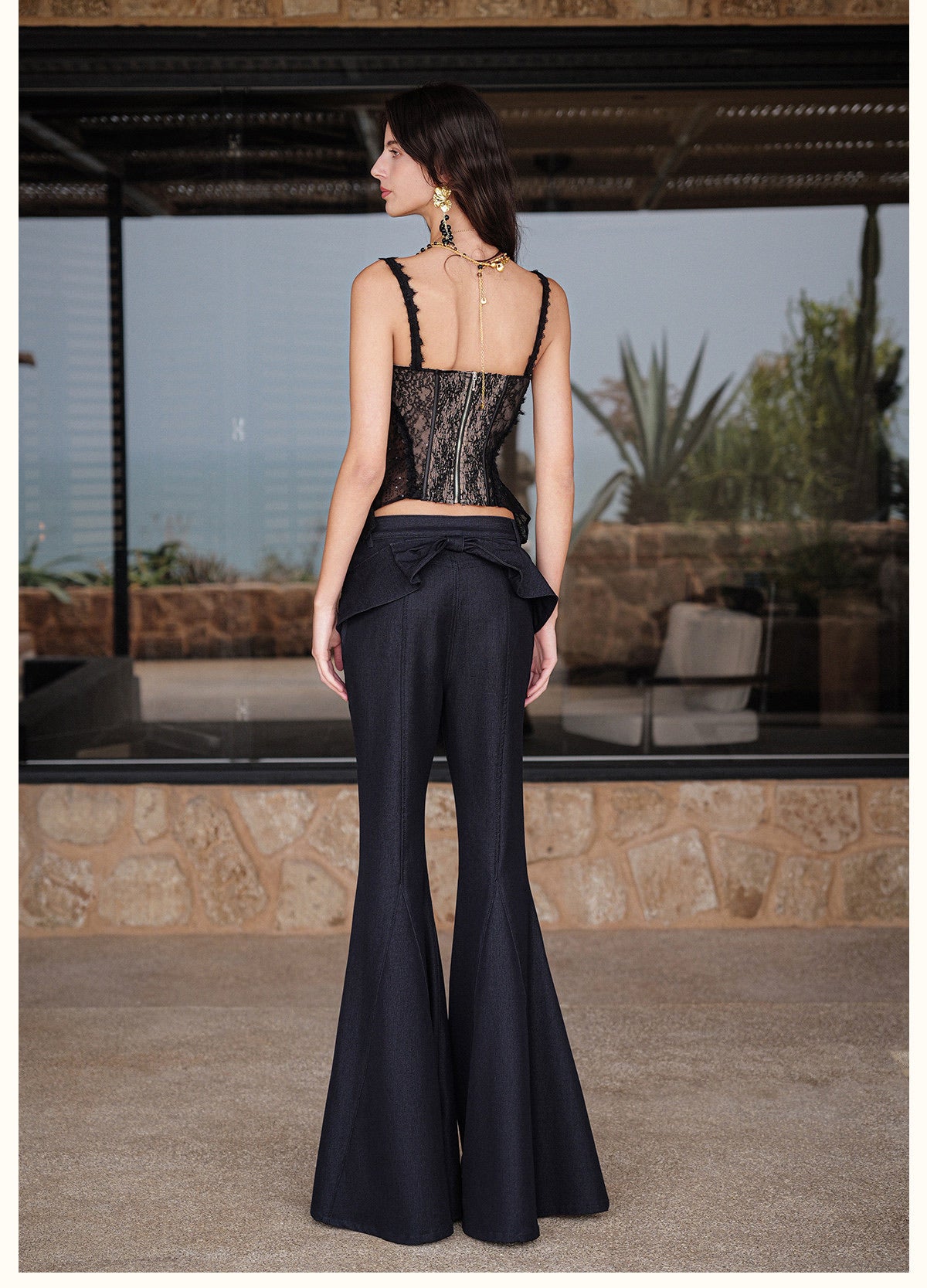 White Lace Frayed Edge Corset Crop Top