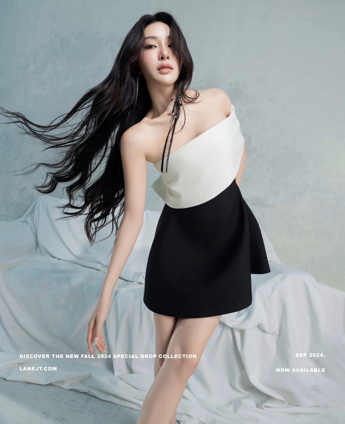 LANE JT Black Blythe Asymmetric Off Shoulder Mini Dress