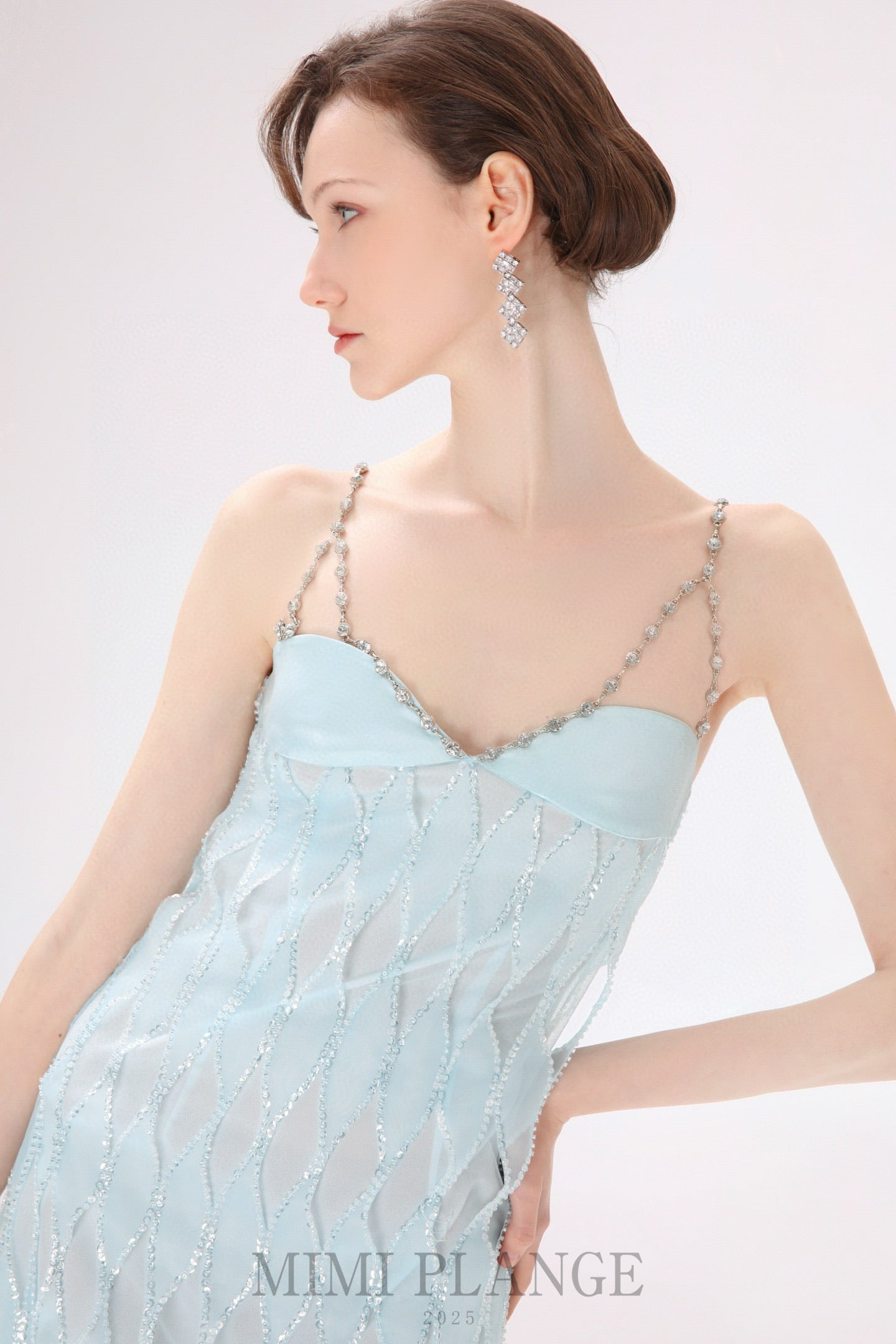 MIMI PLANGE Blue Diamond Mini Dress