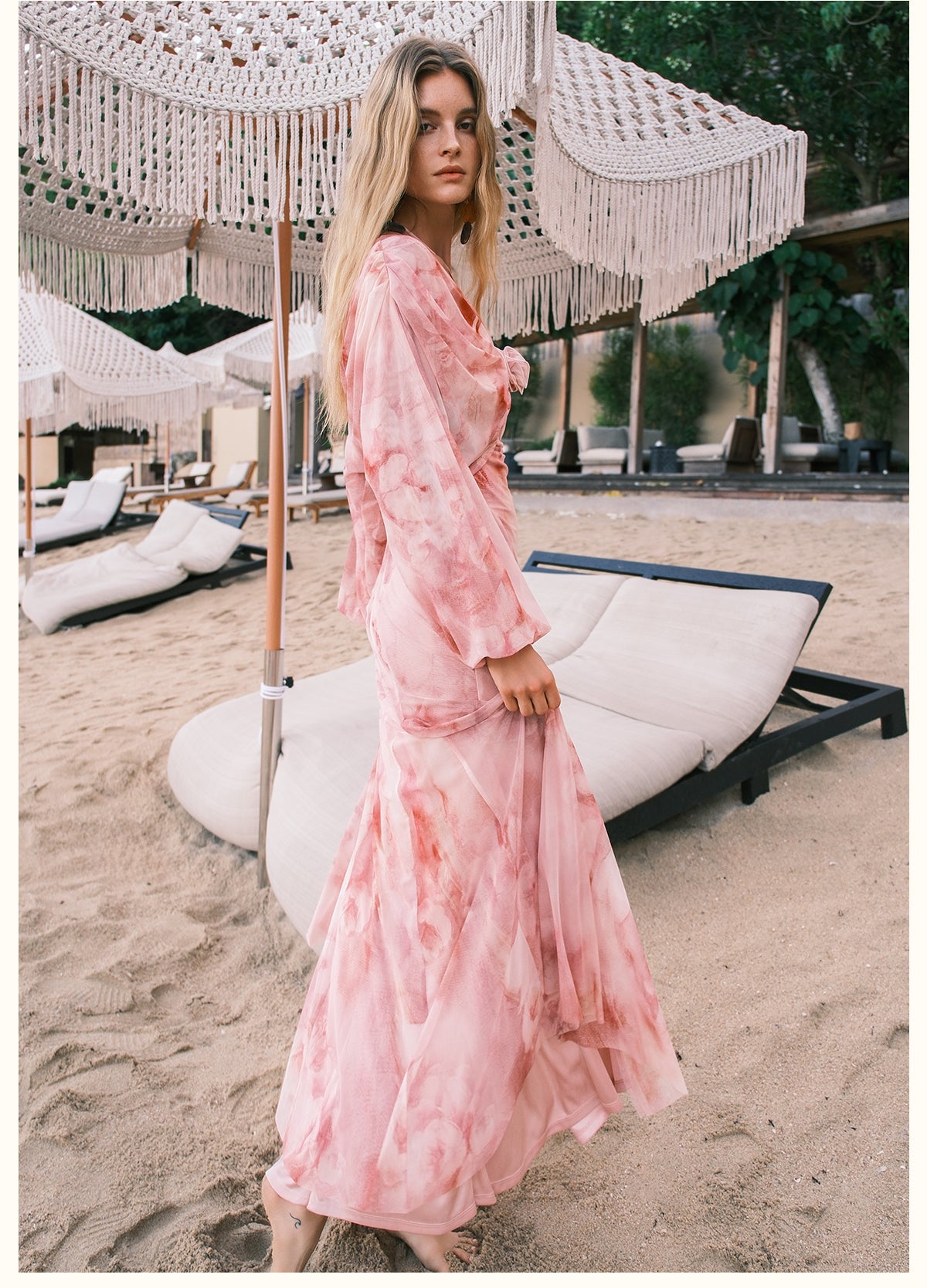 SHEERLUCK PINK MAXI DRESS & BLOUSE