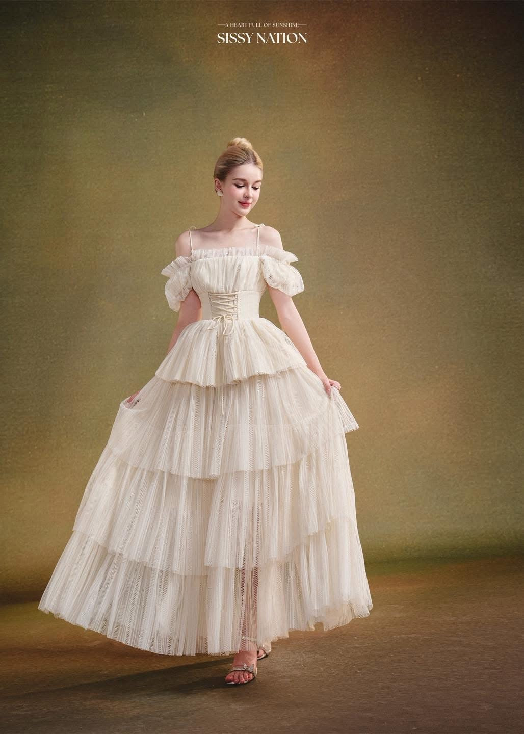 SISSY NATION White Corset Maxi Dress