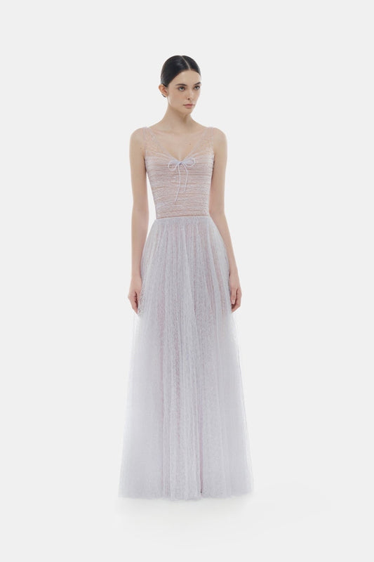 MONTSAND Purple Violet Drapped Maxi Dress