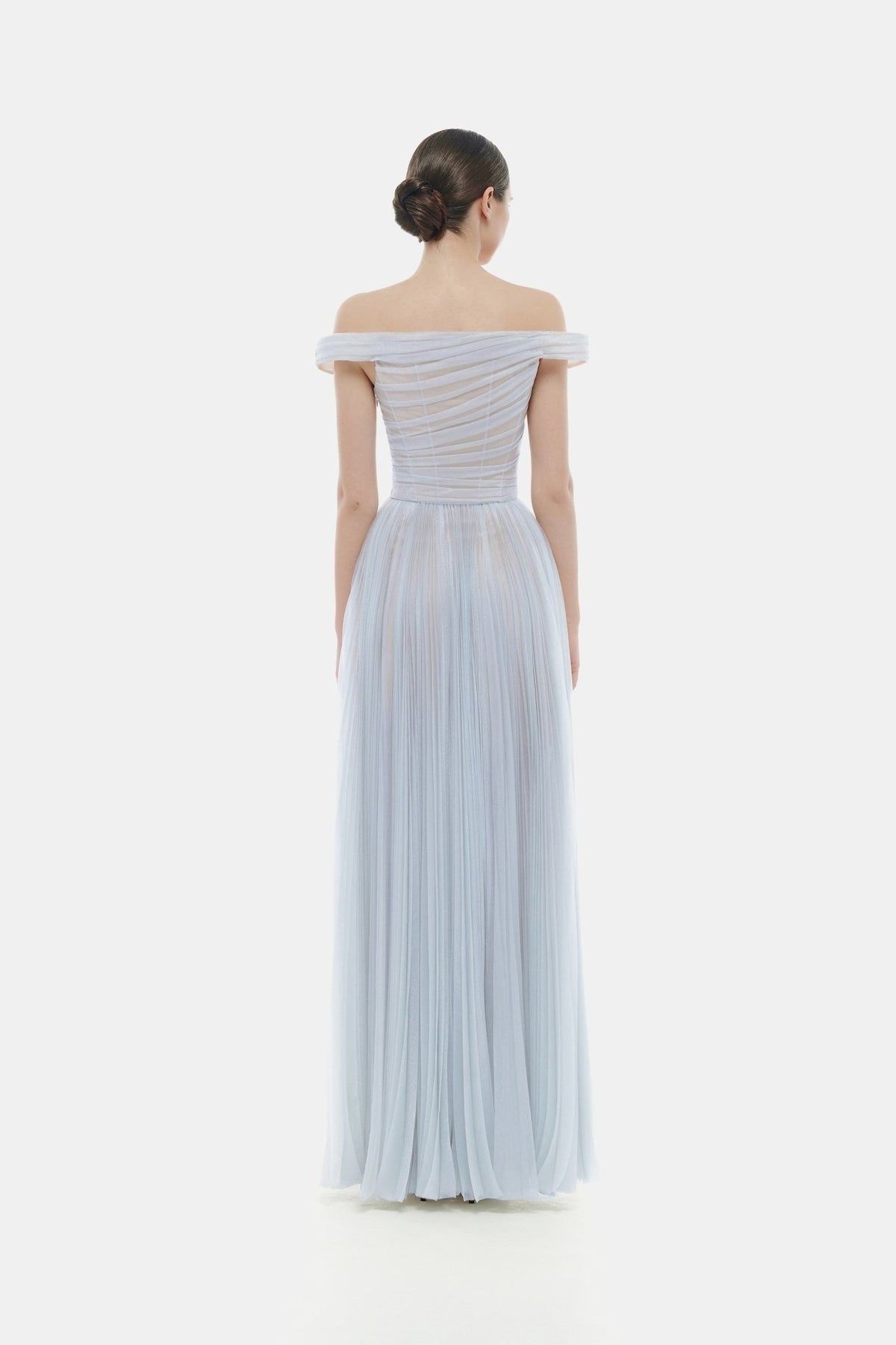 MONTSAND Green Blue Purple Violet Off-shoulder Maxi Dress