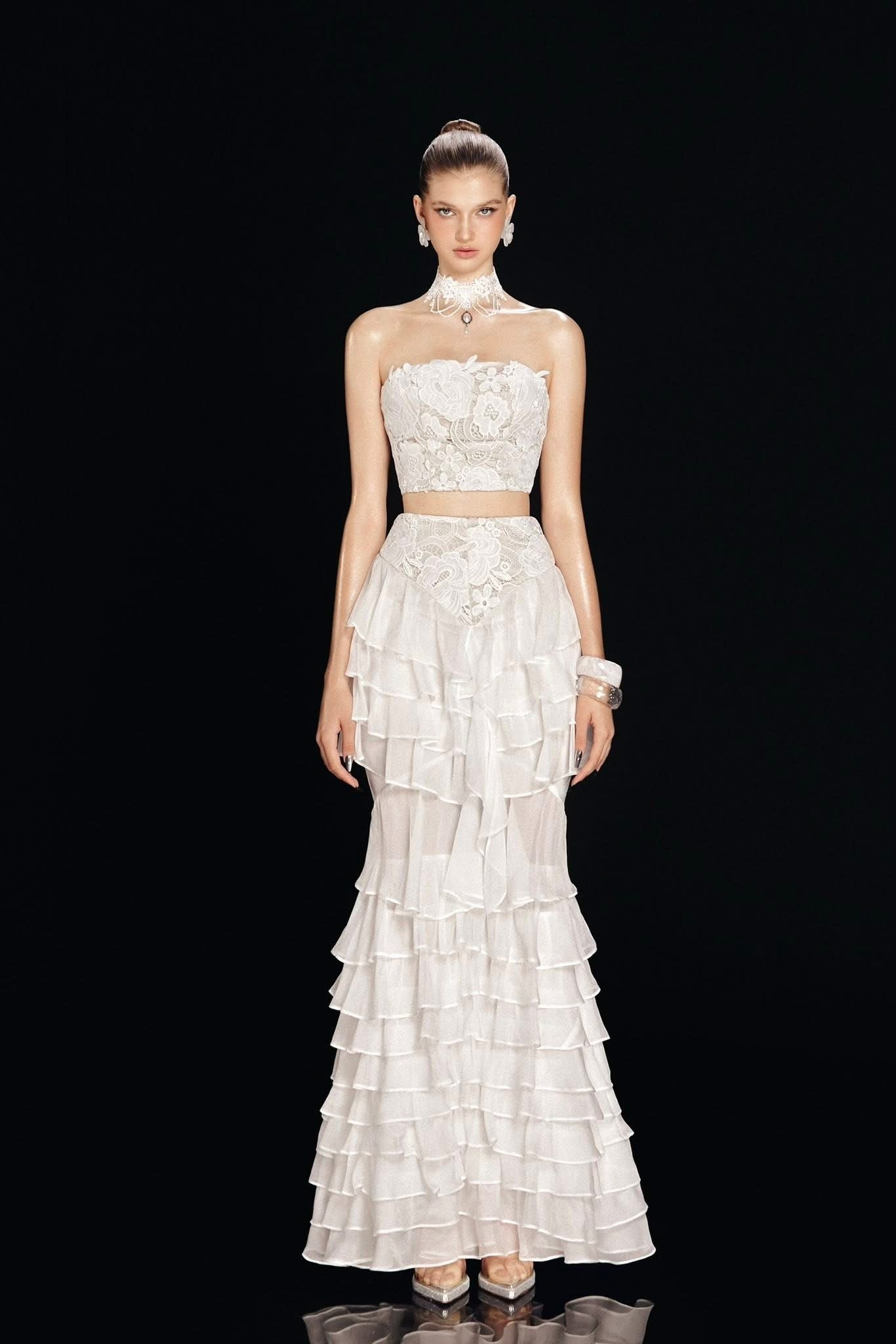 MAEL FEMME White Top & Maxi Skirt Set