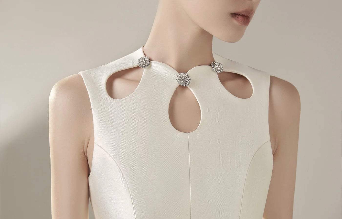 Raffiné White Paloma Aqua Drop Cut-out Midi Dress