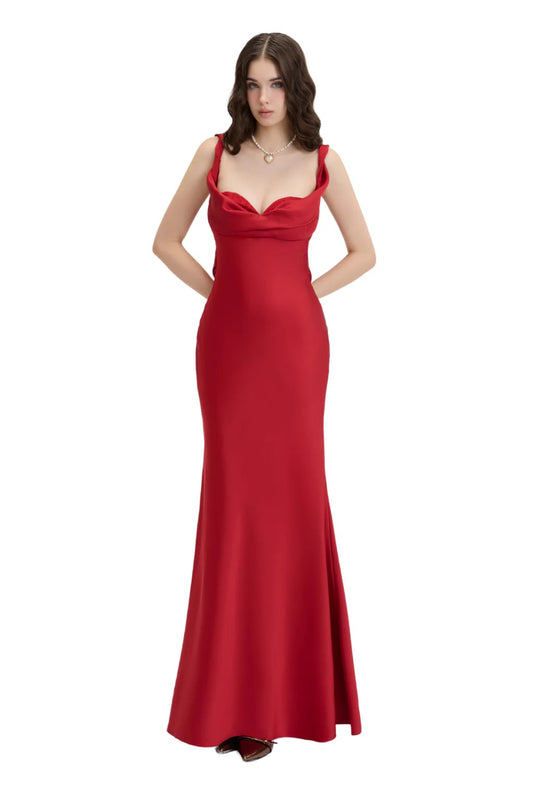 JUBIN Red Elegant Maxi Dress