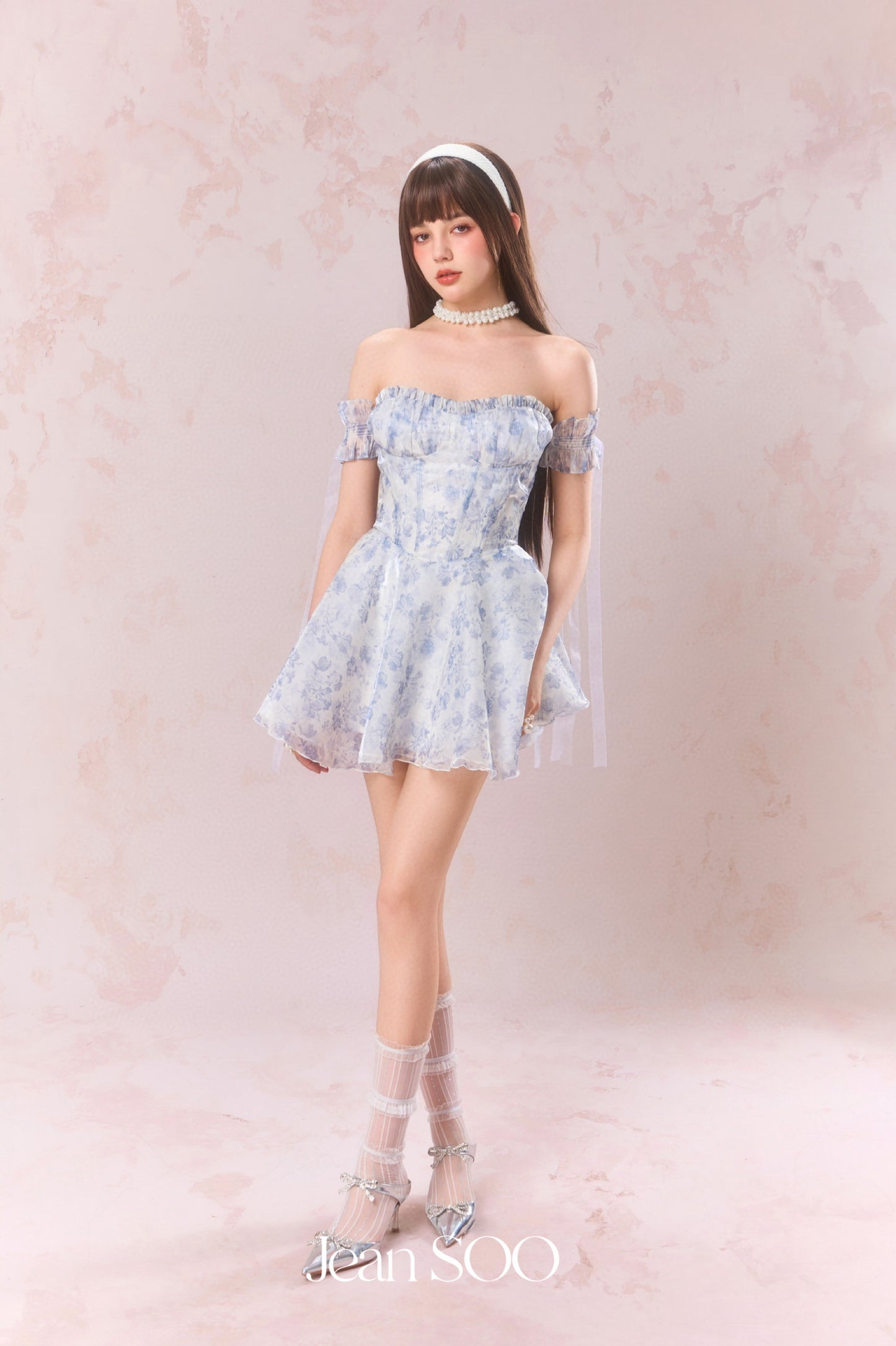 JEAN SOO Blue Iris One Shoulder Bohemian Sheath Dress
