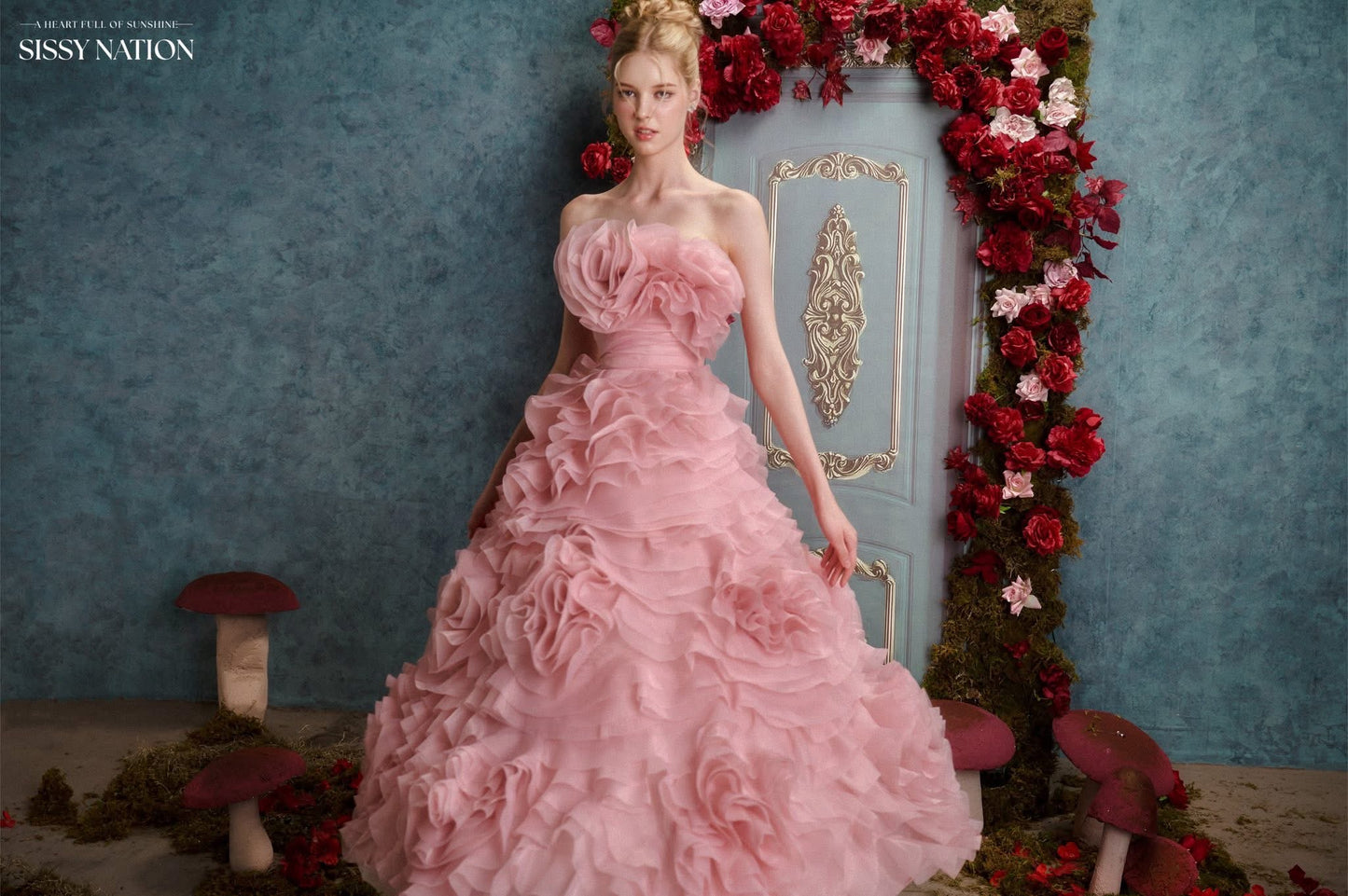 SISSY NATION Pink The Rosie Layers Gown Maxi Dress