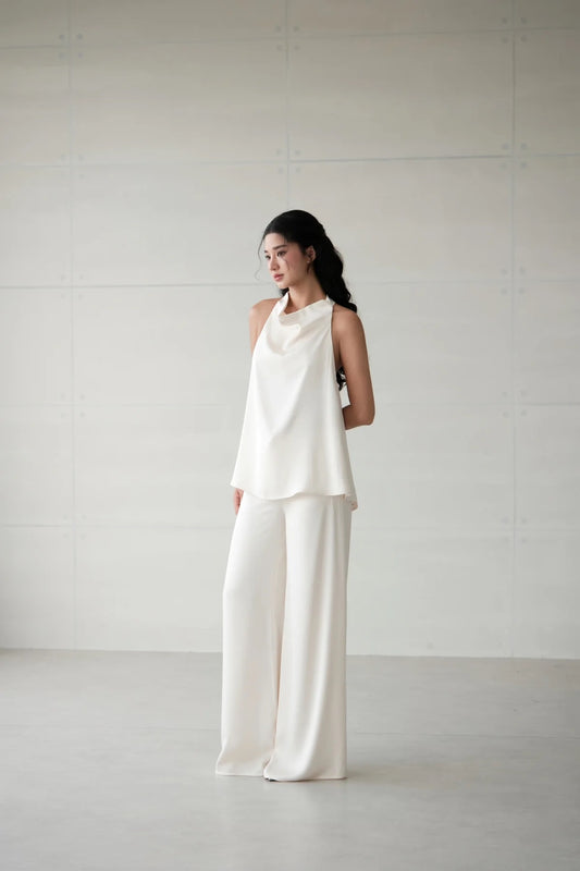DELICIAE White Minimalist Kalia Set Top & Pants