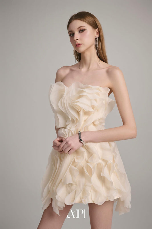 Xipi Cream Elaina Mini Dress