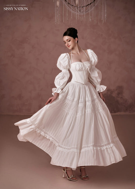 Sissy Nation White Christine Corset Maxi Dress