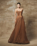 Brown Soli Tulle Maxi Dress